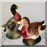 P25. Set of 2 porcelain mallard figurines by A.D. Priolo. 9”h and 7”h - $16 each 